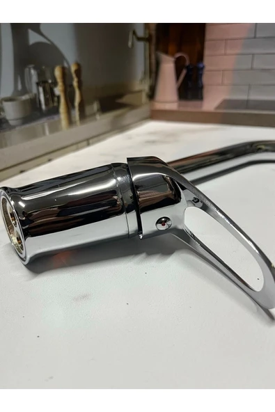 Kare Borulu Mutfak Eviye Bataryası Musluğu Çeşmesi Çift Su Girişli - Resim 3