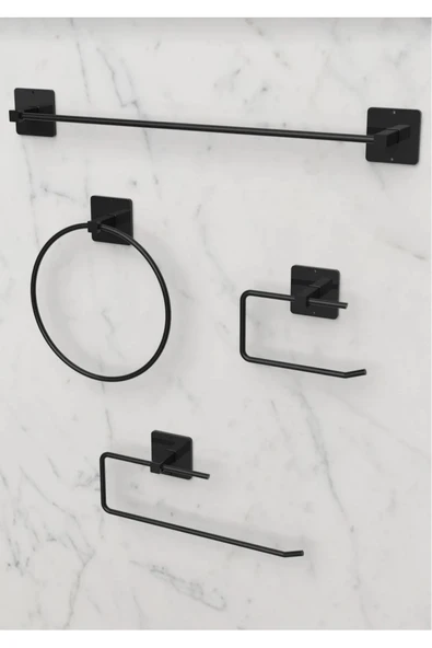 Siyah 4 Lü Askılık Set