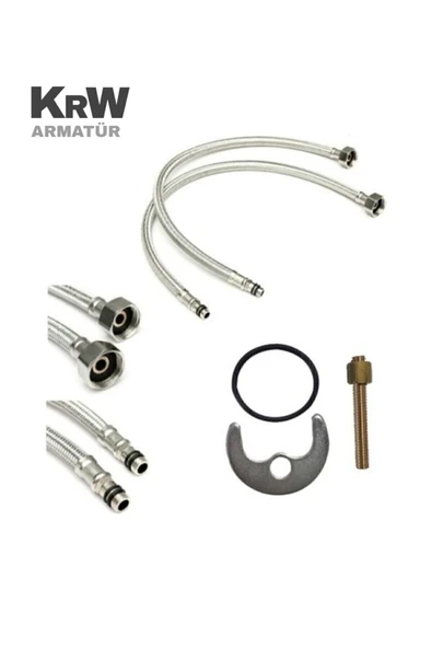 Kirwe Armatür Mix Kuğu Sıcak Soğuk Su Çift Girişli Banyo Lavobo Bataryası - Resim 4