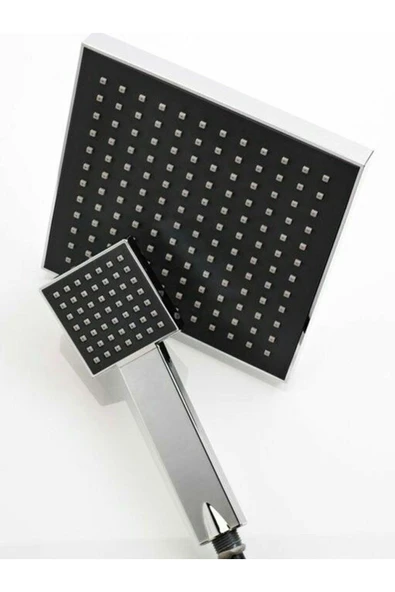 Duş Takımı Komple Set Krom Kare Tasarım Tepe Ve El Duş Takımı - Resim 3