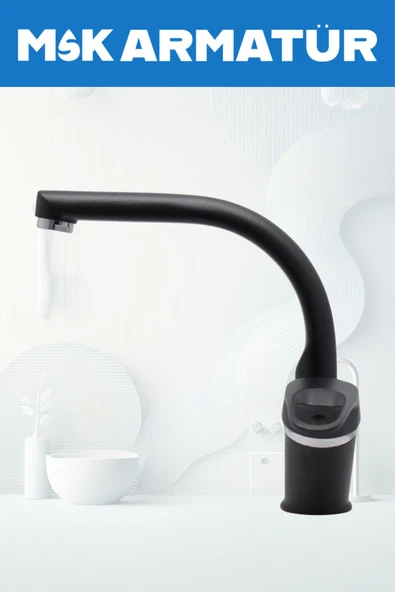 Siyah Krom Balıksırtı Lavabo Bataryası Çeşmesi ürün görseli 1