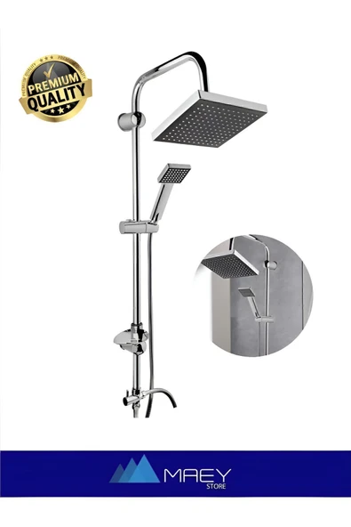 Lüks Kare Siyah Robot Yağmurlama Tepe Duş Başlığı Seti ürün görseli