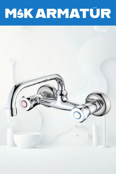 Krom Klasik Volunlu Eviye Bataryası  Çeşmesi ürün görseli 1