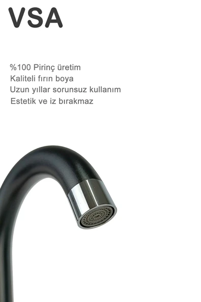 Siyah Mix Lavabo Bataryası Aç Kapa Musluk - Resim 2