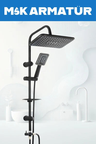 Siyah Krom Baston Lüx Eviye Lavabo Banyo 4 Lü Set - Resim 2