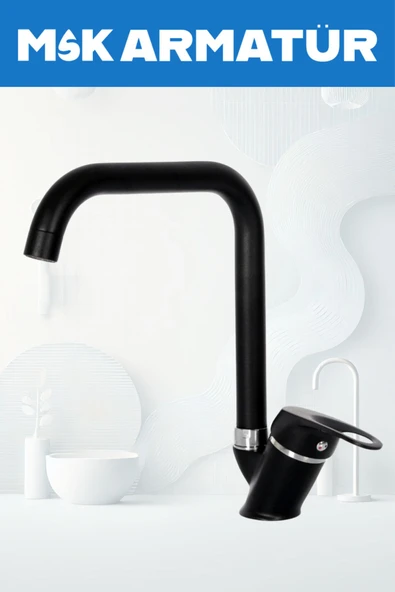 Siyah Krom Köşe Eviye Bataryası Çeşmesi - Resim 2