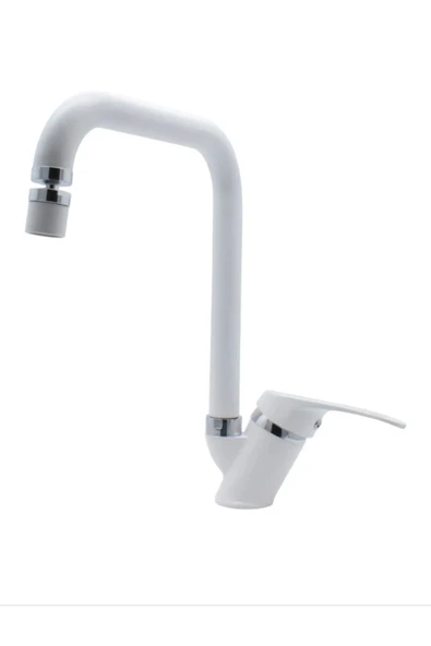 Beyaz Krom Köşe Borulu Eviye Bataryası Mafsallı ürün görseli 1