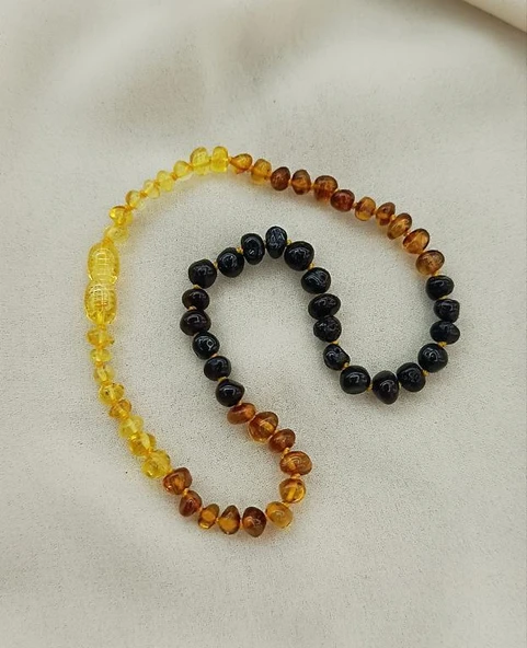 Kolye Kehribar Amber Doğaltaş Karışık Renkli Düğümlü Bebek Kolyesi - 5