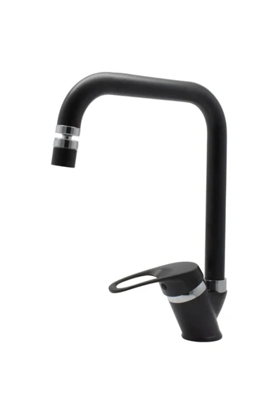 Siyah Krom Köşe Borulu Eviye Bataryası Mafsallı ürün görseli 1