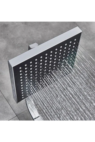 Duş Takımı Komple Set Krom Kare Tasarım Tepe Ve El Duş Takımı - Resim 5