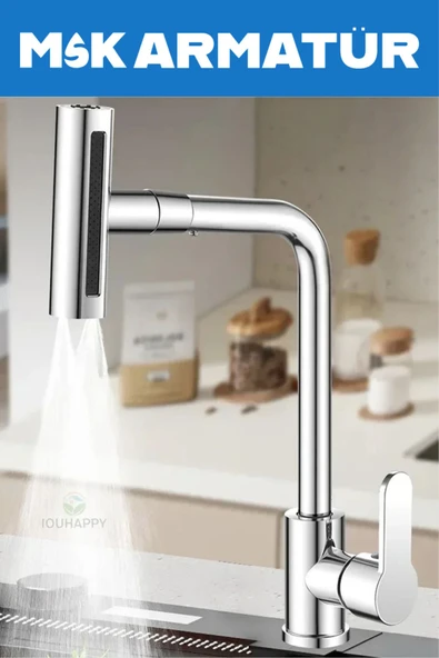 Krom Köşe Borulu 4 Fonkyonlu Eviye Bataryası - Resim 2