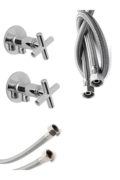 Krom Koç Taharet Musluğu 70Cm Flex 2 Li Set