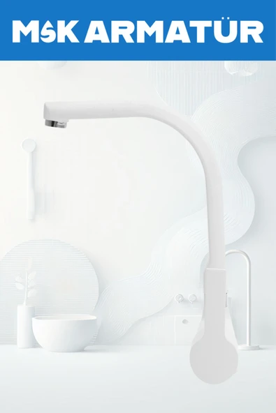 Beyaz Krom Armut Balıksırtı Eviye Bataryası Çeşmesi - Resim 2