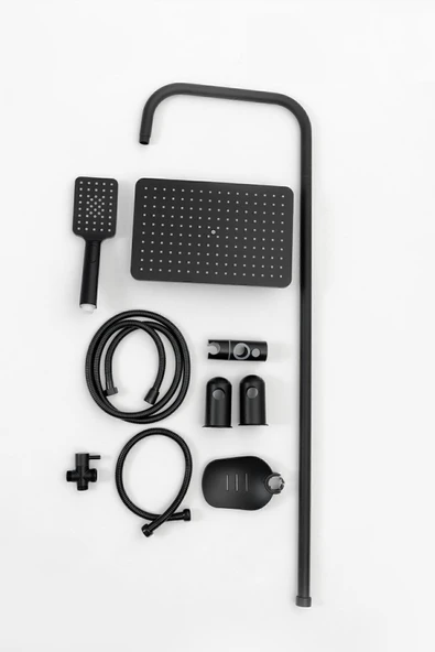 Modern Siyah Robot Duş Seti,Siyah,Kaliteli Duş Takımı,Yağmurlama Tepe Duş Seti,Siyah Duş Sistemi - Resim 5