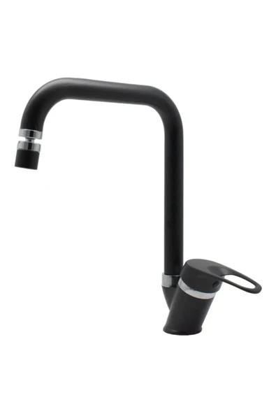 Siyah Krom Köşe Borulu Eviye Bataryası Mafsallı - Resim 3