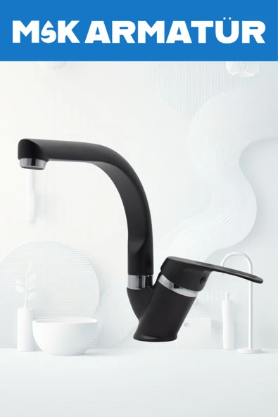 Siyah Krom Balıksırtı Lavabo Bataryası Çeşmesi - Resim 2