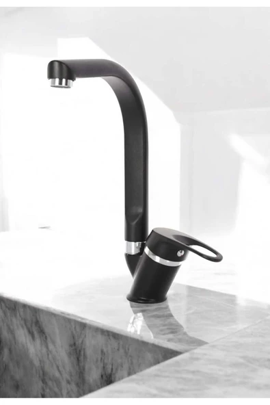 Siyah Krom Balıksırtı Eviye Bataryası ürün görseli 1