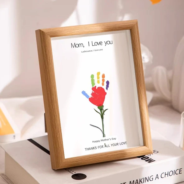 El Yapımı Gül Desenli DIY Boyama Fotoğraf Çerçevesi A4 - 04