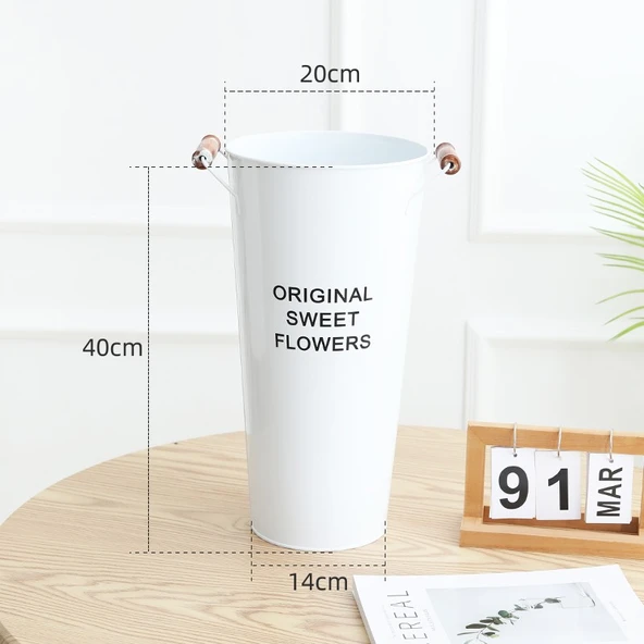 Beyaz Ahşap Saksı - Yüksek - 40cm