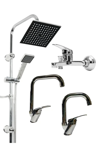 Krom Robot Köşe Borulu 4 Lü Set
