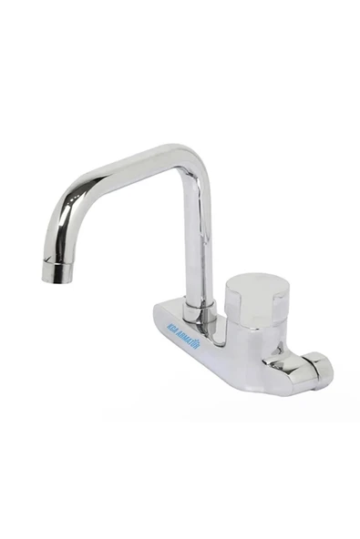 Duvardan Çift Su Girişli Aç Kapa Oynar Borulu Garantili Mutfak Bataryası Musluğu Çeşmesi - Resim 2