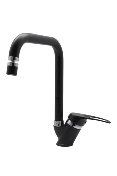 Siyah Krom Köşe Borulu Eviye Bataryası Mafsallı - Resim 2