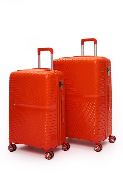 Elatae Exclusive Pro Polipropilen Kırılmaz 2'li Valiz Seti Büyük Boy - Orta Boy Turuncu 5239