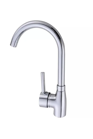 Krom Delta Uzun Borulu Mutfak Eviye Bataryası Sıcak Soğuk Girişli - Resim 3