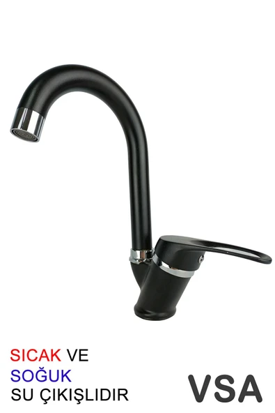 Siyah Mix Lavabo Bataryası Aç Kapa Musluk ürün görseli 1