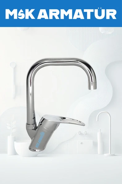 Krom Köşe Borulu Lavabo Bataryası Çeşmesi ürün görseli 1