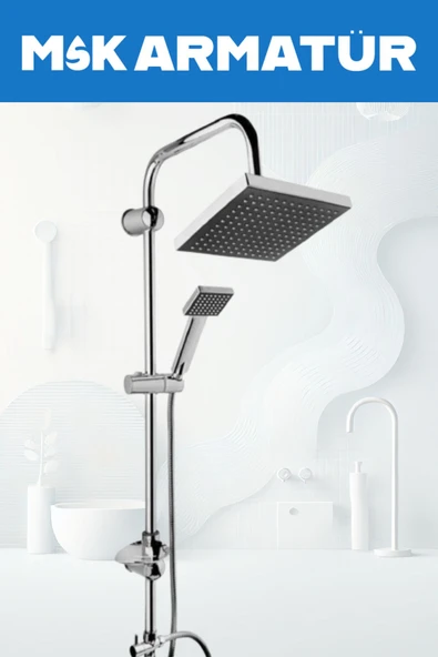 Krom Robot Duş Baston Lavabo Banyo 3 Lü Set - 2