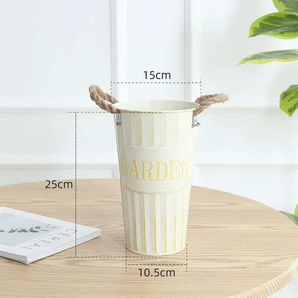 Retro Beyaz GARDEN Eskitme Saksı - 25cm