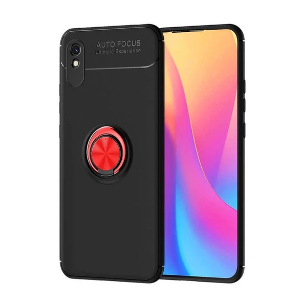 Gpack Xiaomi Redmi 9A Kılıf Ravel Silikon Yüzüklü MıknatıslıNano Glass