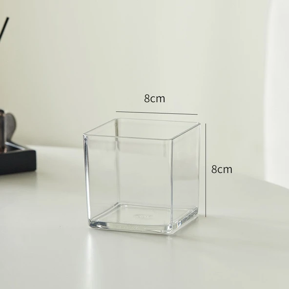 Hidroponik Plastik Vazo - Kare Silindir 8x8cm - Düşmeye Dayanıklı