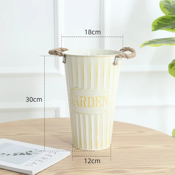 Retro Beyaz GARDEN Eskitme Saksı - 30cm