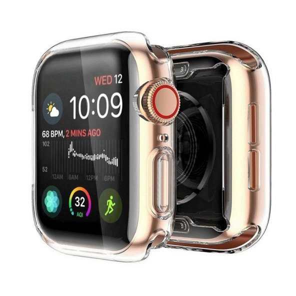 Gpack Apple Watch SE 44 mm Kordon Önü Kapalı  Silikon Renksiz