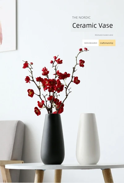 Modern Beyaz Seramik Vazo - White Spin Beyaz Model 2 - 7