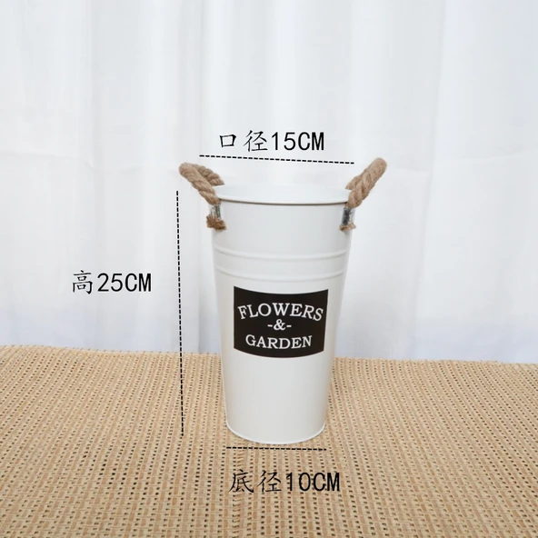 Demir Çiçek Kovası - Siyah Yüksek Model 25cm