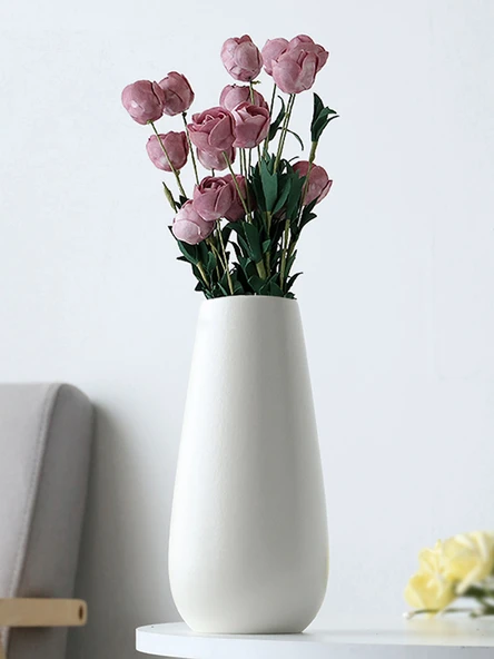 Modern Beyaz Seramik Vazo - White Spin Beyaz Model 2 - 3