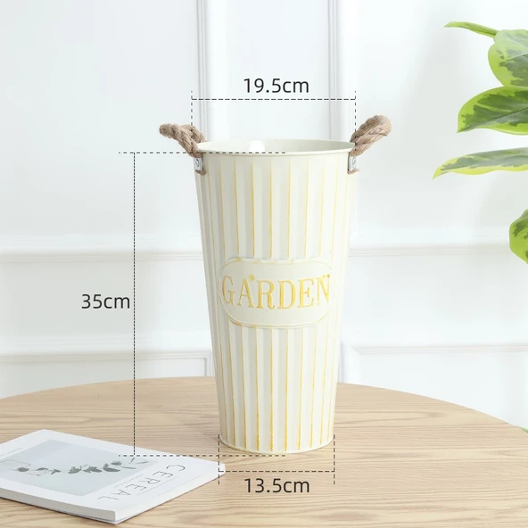 Retro Beyaz GARDEN Eskitme Saksı - 35cm