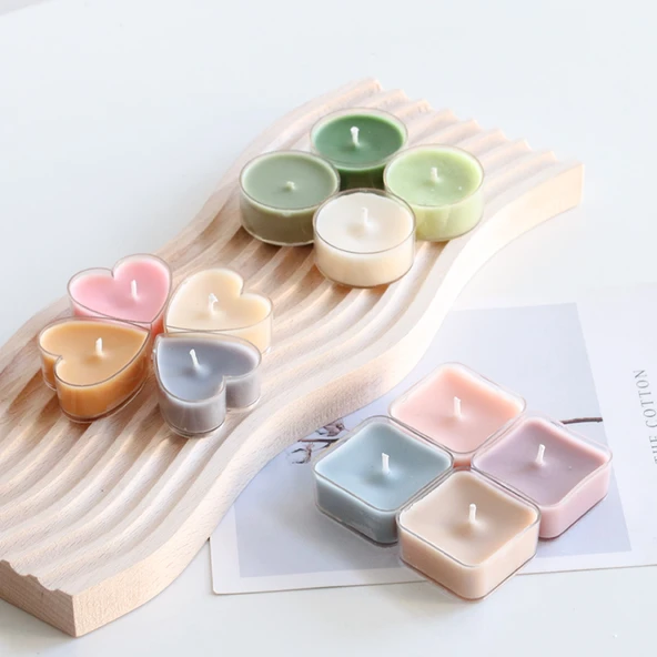 DIY Tealight Mum Plastik Wax Bardak - Kare - 2'li Paket - 4