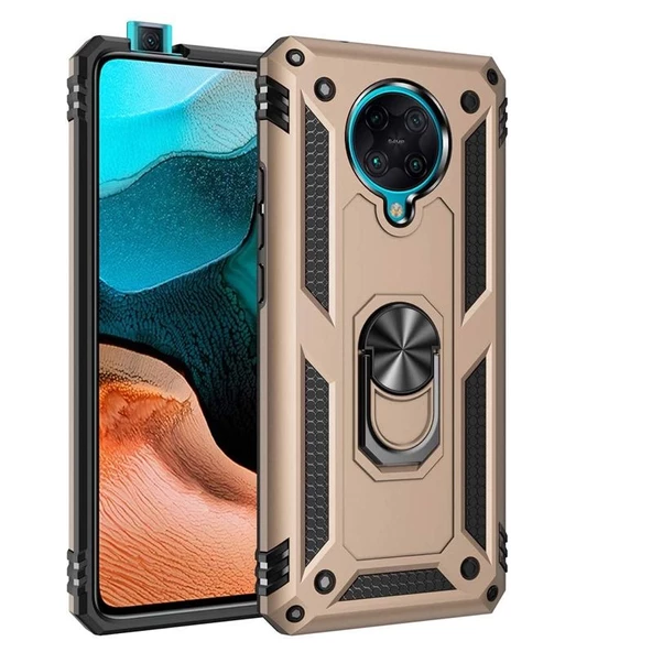 Gpack Xiaomi Poco F2 Pro Kılıf Vega Standlı Yüzüklü MıknatıslıFull Ekran