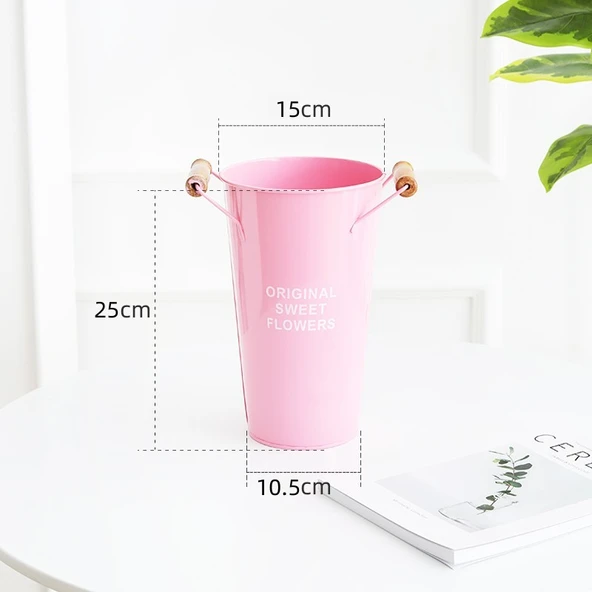 Pembe Ahşap Saksı - Yüksek - 25cm