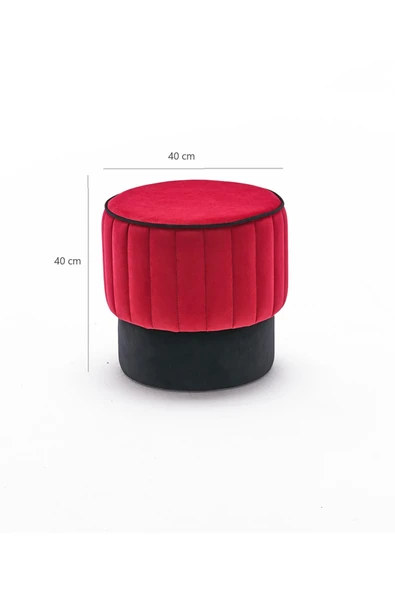 Favora Rose Puf - Kırmızı - 8