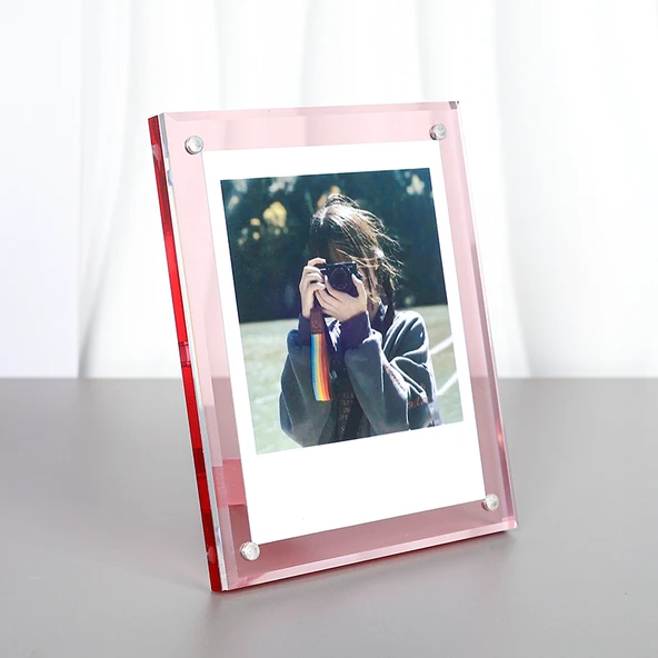 Akrilik Polaroid Fotoğraf Çerçevesi - Genç Yetişkin Pudra - 4 inç Geniş