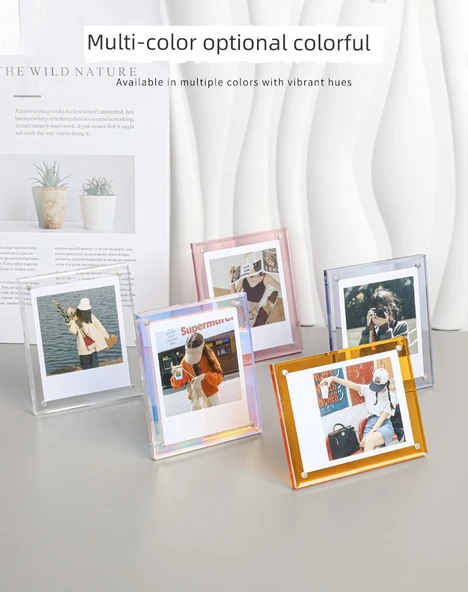 Akrilik Polaroid Fotoğraf Çerçevesi - Lazer Renkli - Mini 3 inç - 11