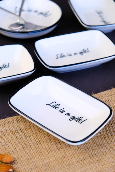 TABAK EVİ Motto Gift Kayık Tabak 4 lü 14x10x2cm - 4