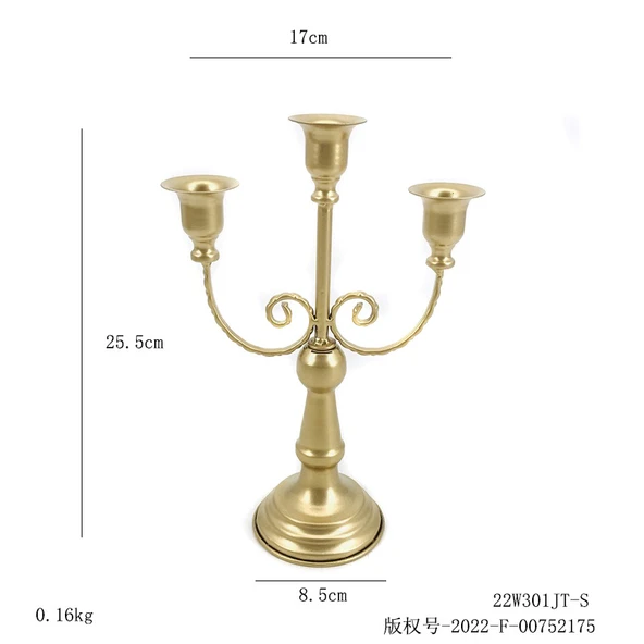 Fransız Retro Demir Çoklu Mumluk - Altın 301JT-S
