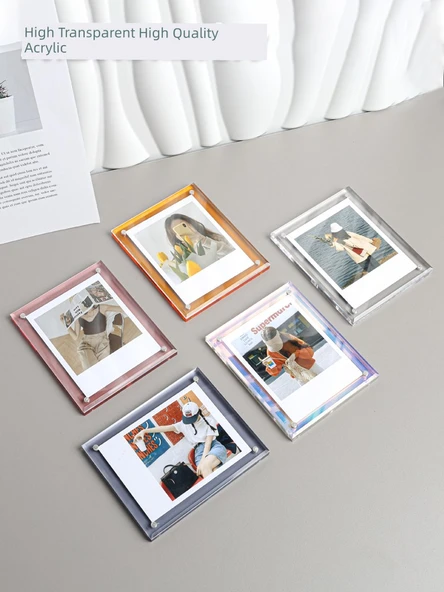 Akrilik Polaroid Fotoğraf Çerçevesi - Tamamen Şeffaf - Mini 3 inç - 3