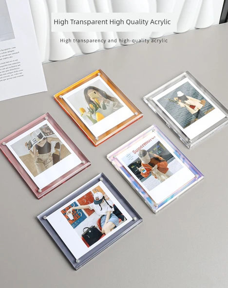 Akrilik Polaroid Fotoğraf Çerçevesi - Lazer Renkli - Mini 3 inç - 10